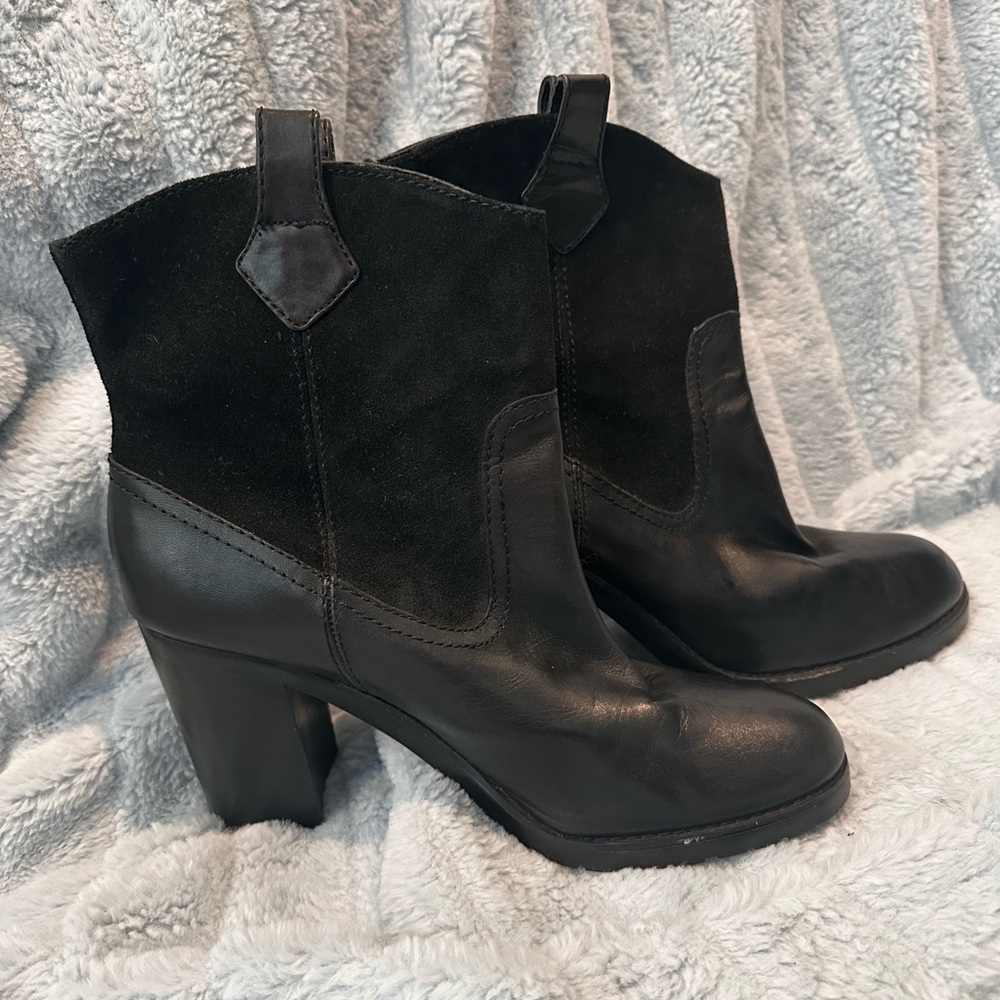 Ralph Lauryn Devin Black Suede Leather Boots